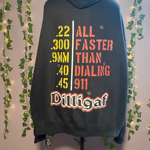 NWT Dilligaf By Bohoica Bill Men’s Hoodie Sweatshirt Size X-Large Color Black - Picture 4 of 6